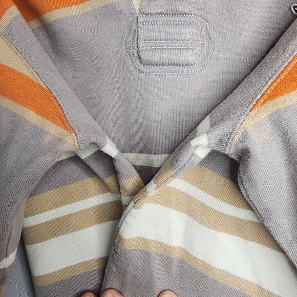 Vintage Y2k Ecko Unltd Unlimited Logo Patch Orange Striped Rugby Button Up Large - Picture 13 of 15